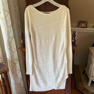 White House Black Market Knit White sweater Dress Medium